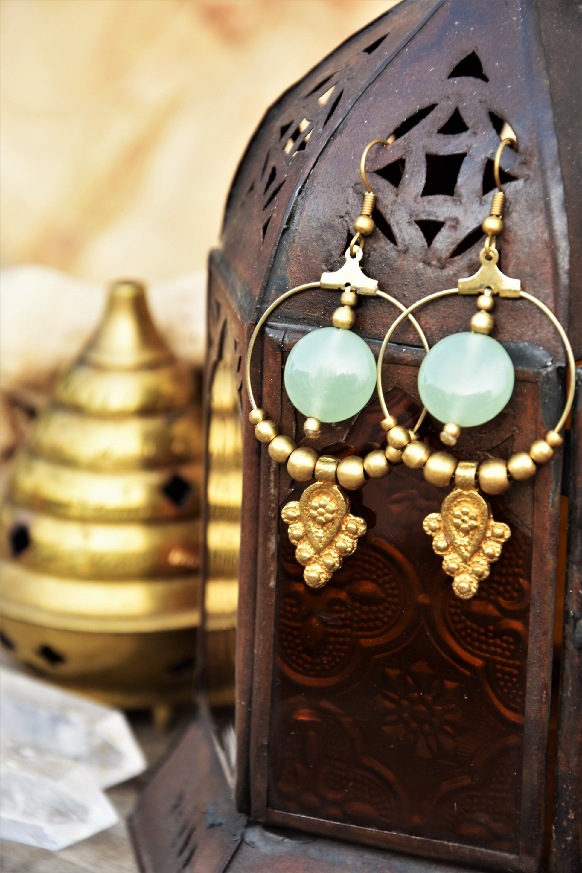 Boho Aventurine healing crystal earrings