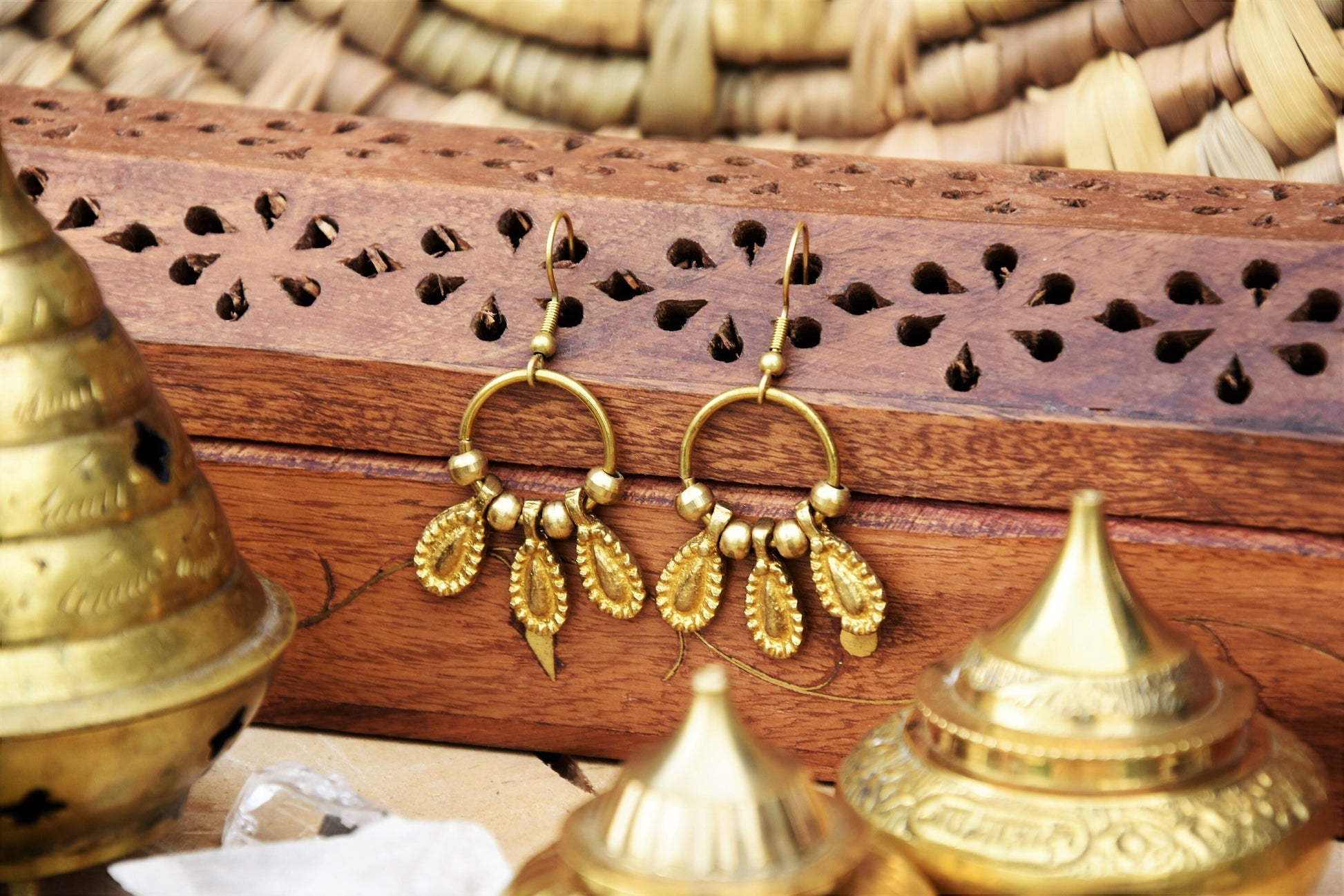 Brass earrings | tribal earrings | dangling earrings | boho earrings | cute earrings | bohemian earrings