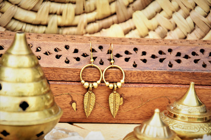 Brass feather earrings