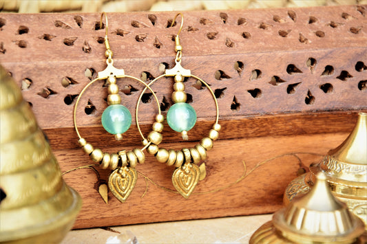 Boho gemstone earrings | brass earrings | gemstone earrings | bohemain earrings with healing crystal