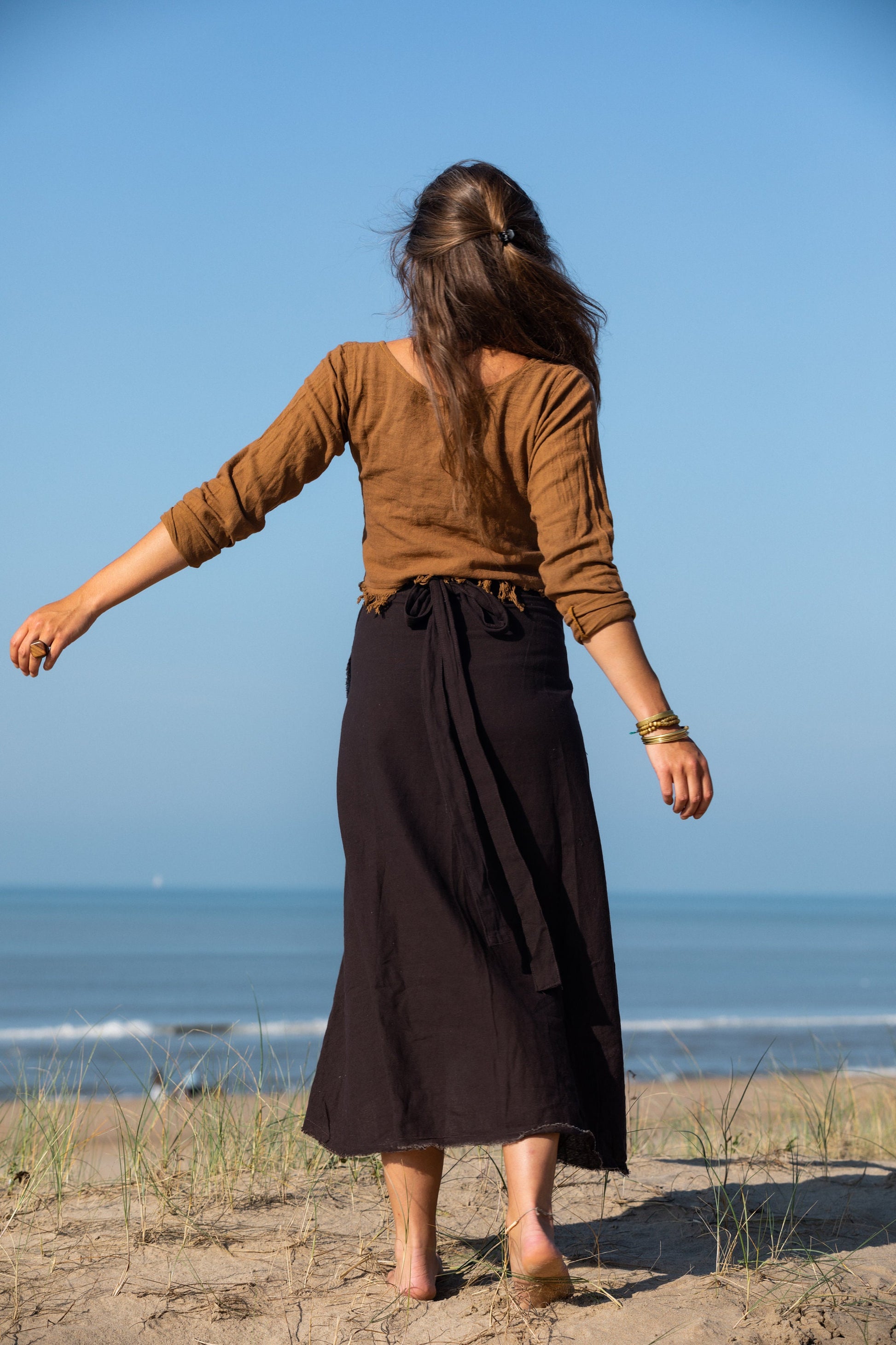 Long sleeve victorian shirt | pointed hem shirt with fringes | gypsy shirt | milkmaid boho top | bohemian goddess shirt