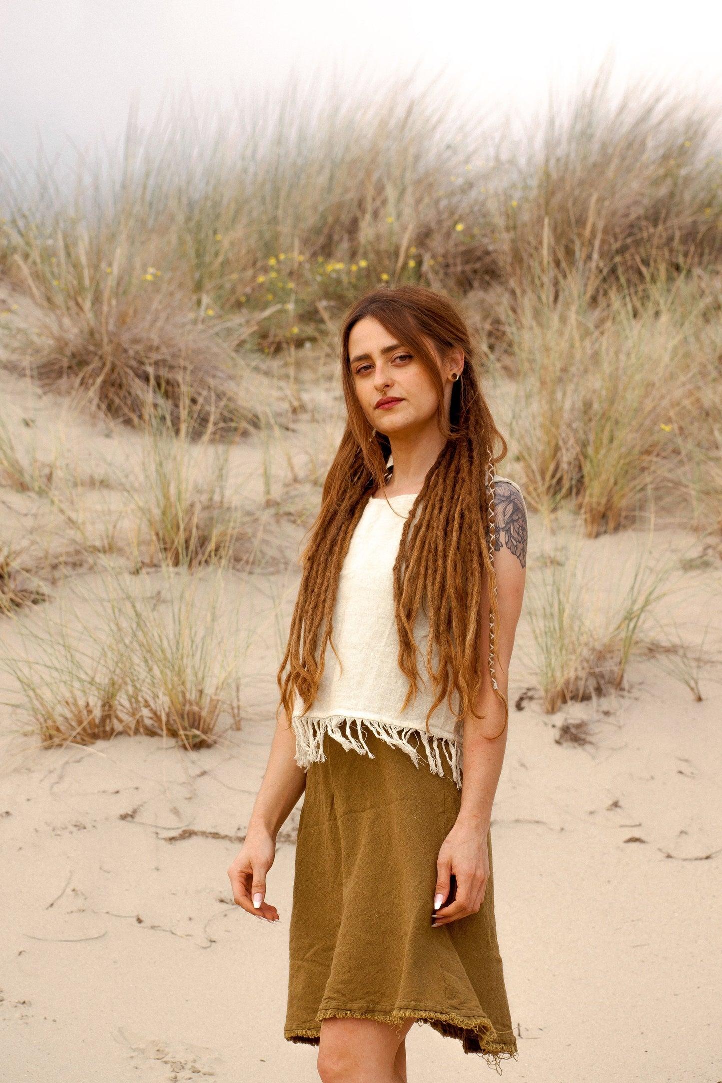 Bohemian top with fringes | sleeveless cotton top | fringe tank top | gypsy shirt | natural clothing