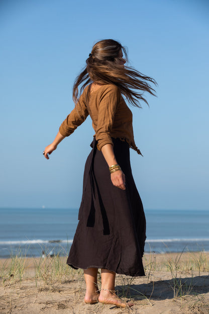 Long sleeve victorian shirt | pointed hem shirt with fringes | gypsy shirt | milkmaid boho top | bohemian goddess shirt