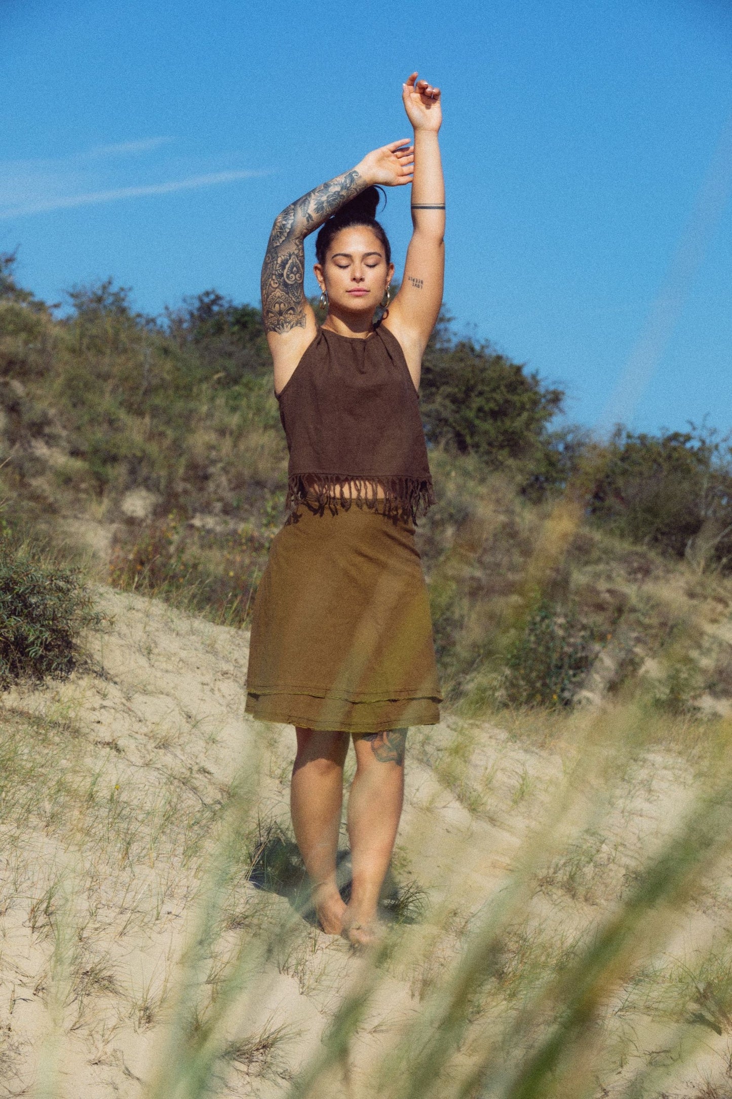 Bohemian top with fringes | sleeveless cotton top | fringe tank top | gypsy shirt | natural clothing