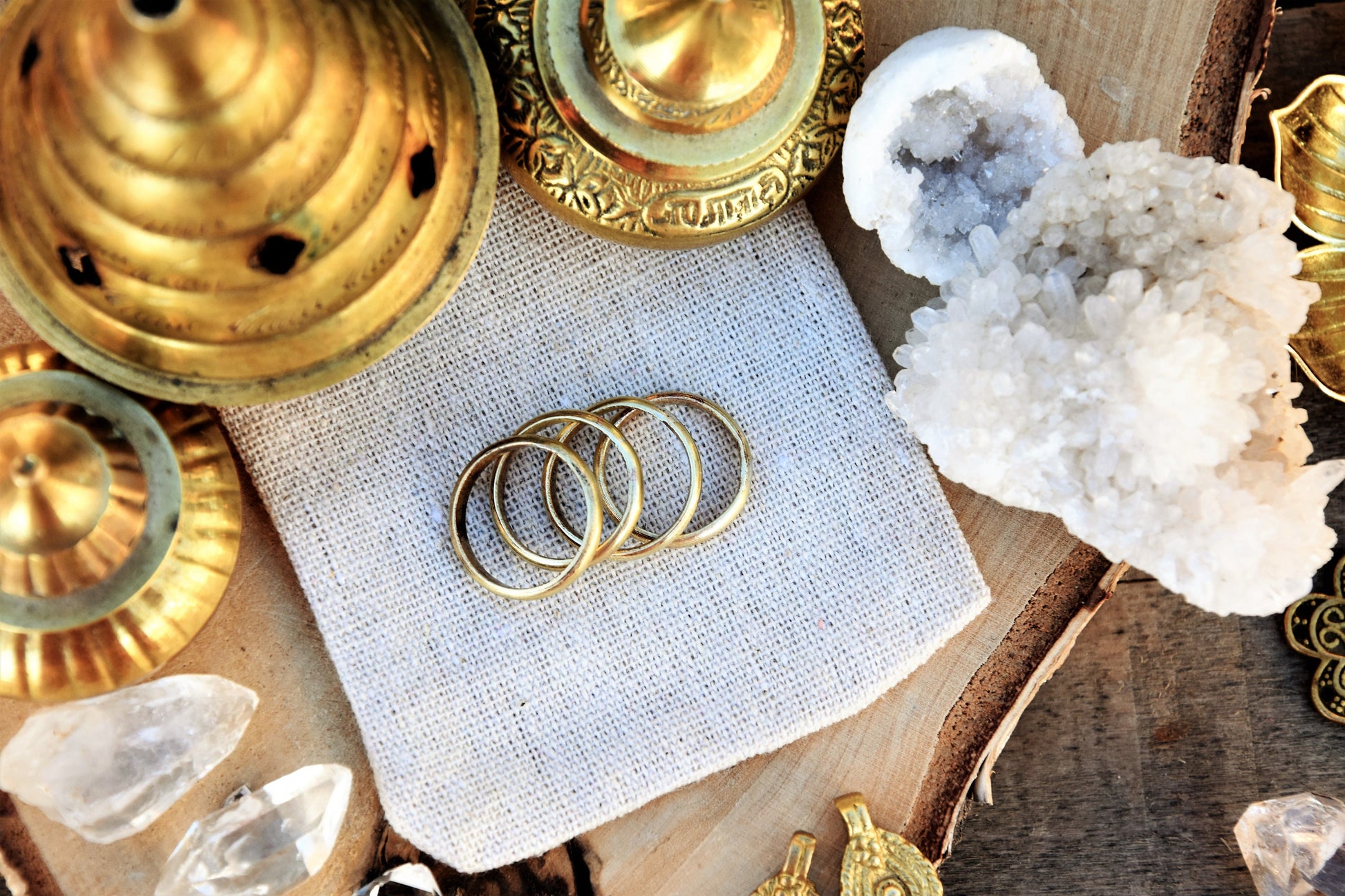 Tribal brass stacking ring