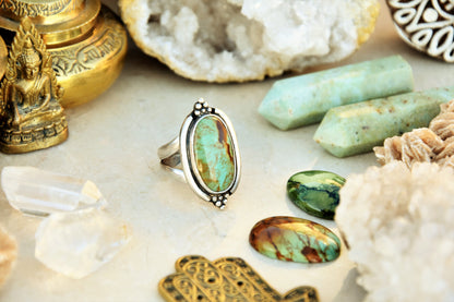 Tribal silver ring | Sterling silver ring | Bohemian Turquoise ring | Ethnic ring | Healing crystal ring | gypsy ring