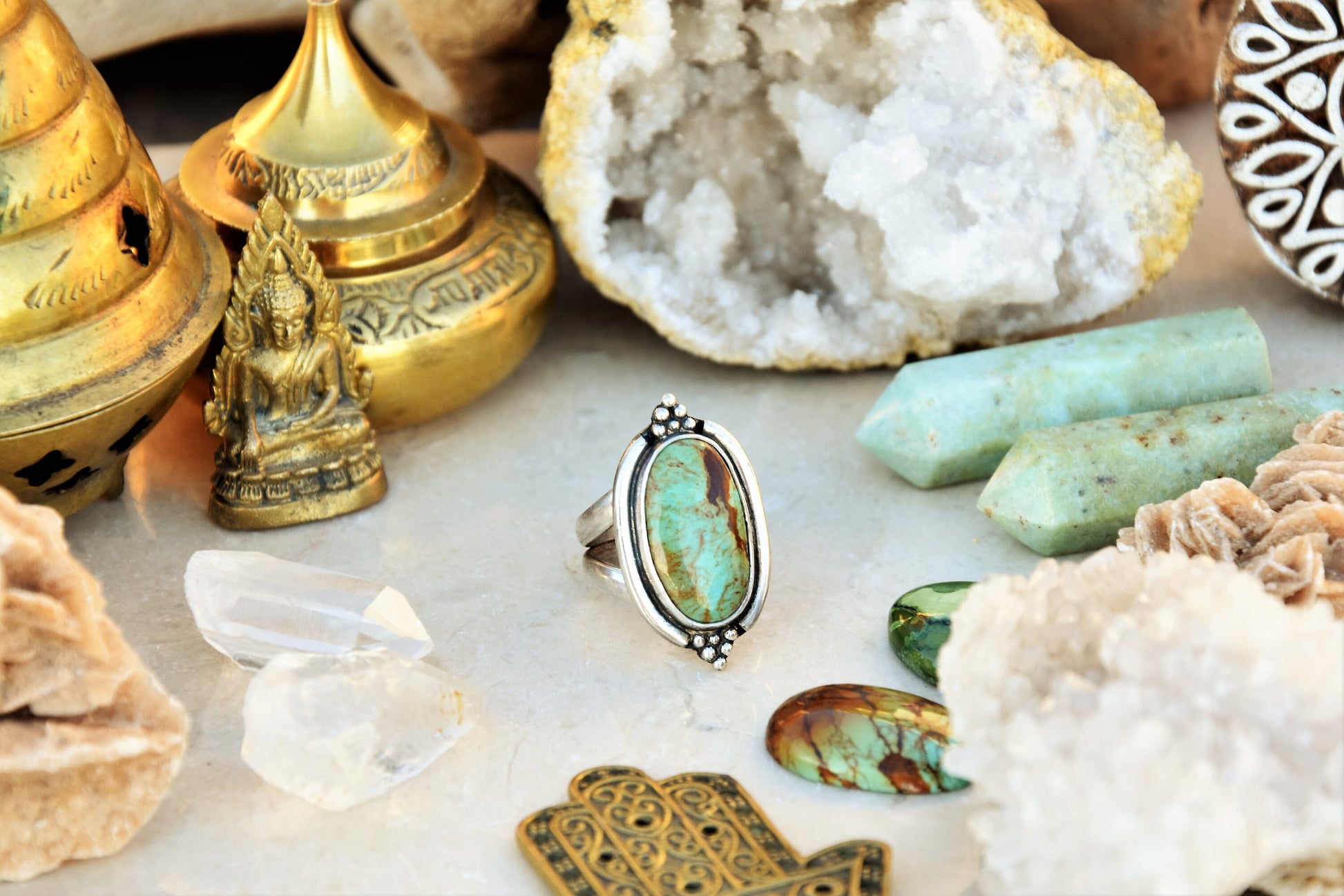 Tribal silver ring | Sterling silver ring | Bohemian Turquoise ring | Ethnic ring | Healing crystal ring | gypsy ring