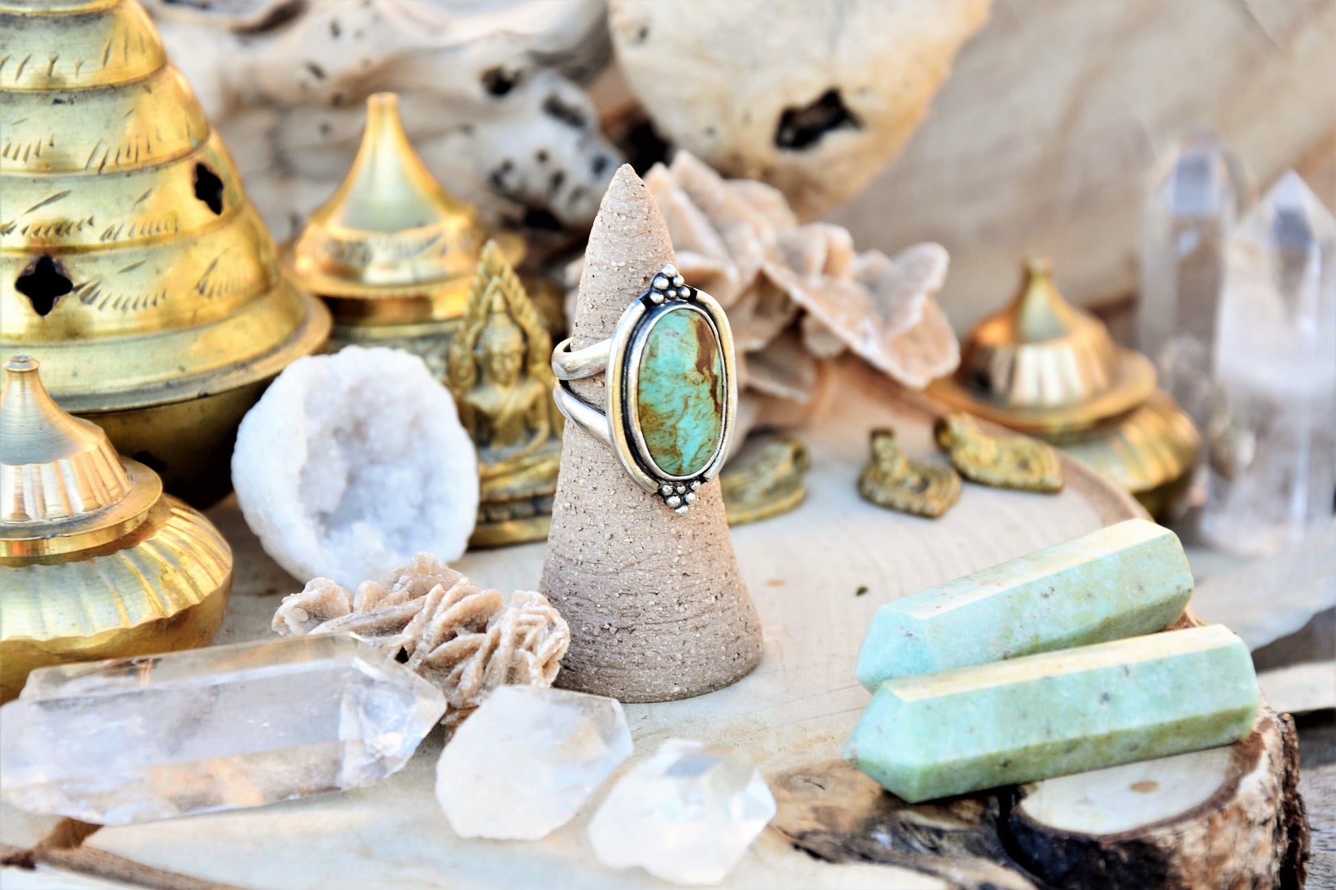 Tribal silver ring | Sterling silver ring | Bohemian Turquoise ring | Ethnic ring | Healing crystal ring | gypsy ring