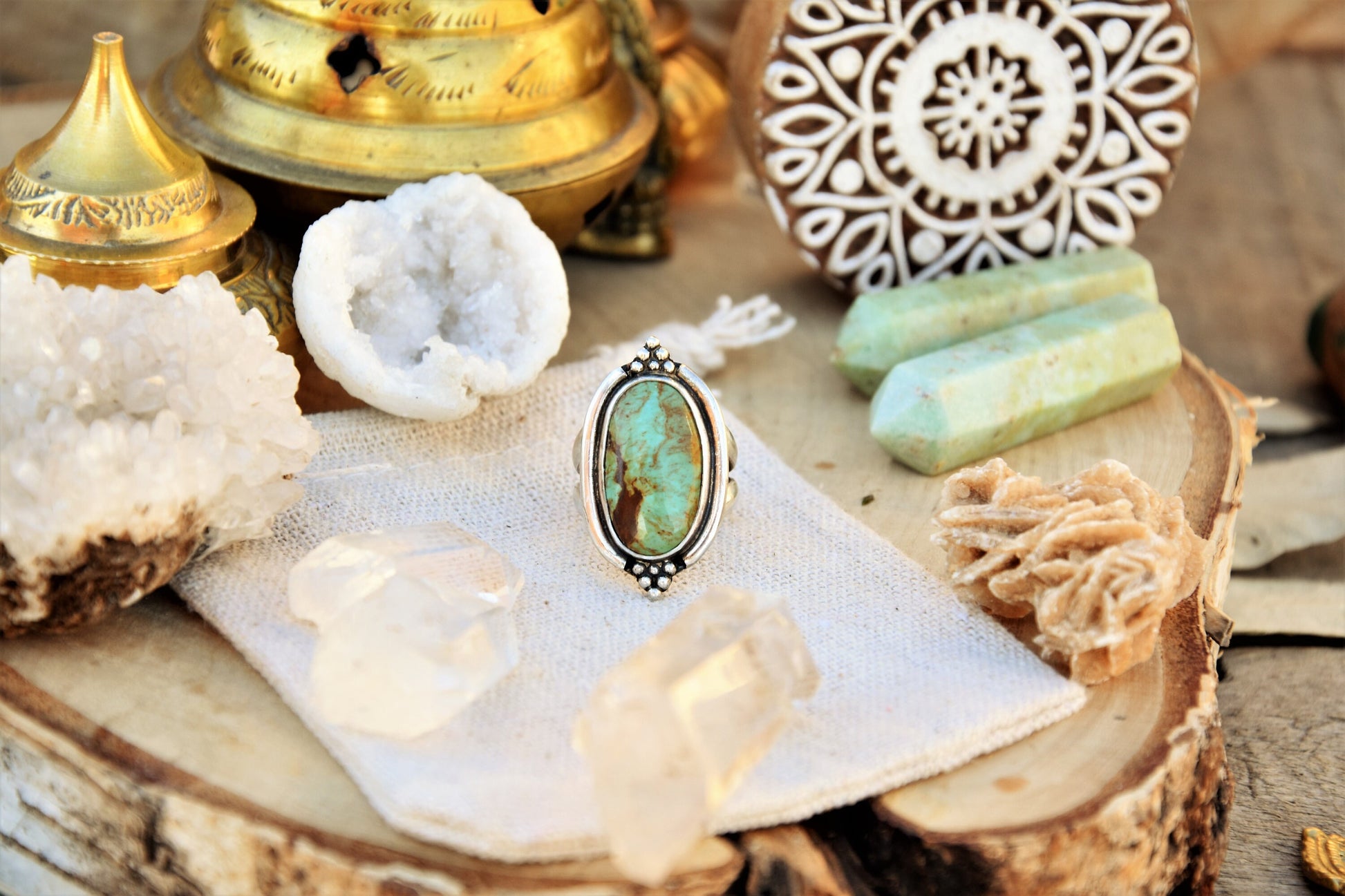 Tribal silver ring | Sterling silver ring | Bohemian Turquoise ring | Ethnic ring | Healing crystal ring | gypsy ring