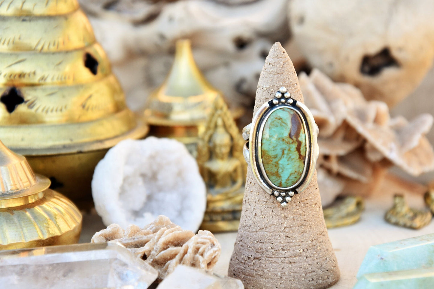 Tribal silver ring | Sterling silver ring | Bohemian Turquoise ring | Ethnic ring | Healing crystal ring | gypsy ring