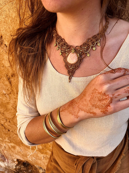 Boho goddess necklace | tribal macrame necklace | Feminine necklace | crystal necklace