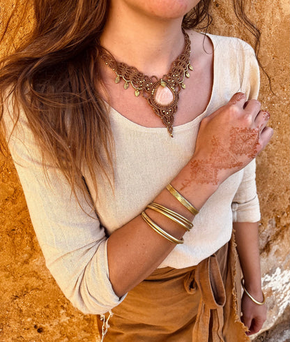 Boho goddess necklace | tribal macrame necklace | Feminine necklace | crystal necklace