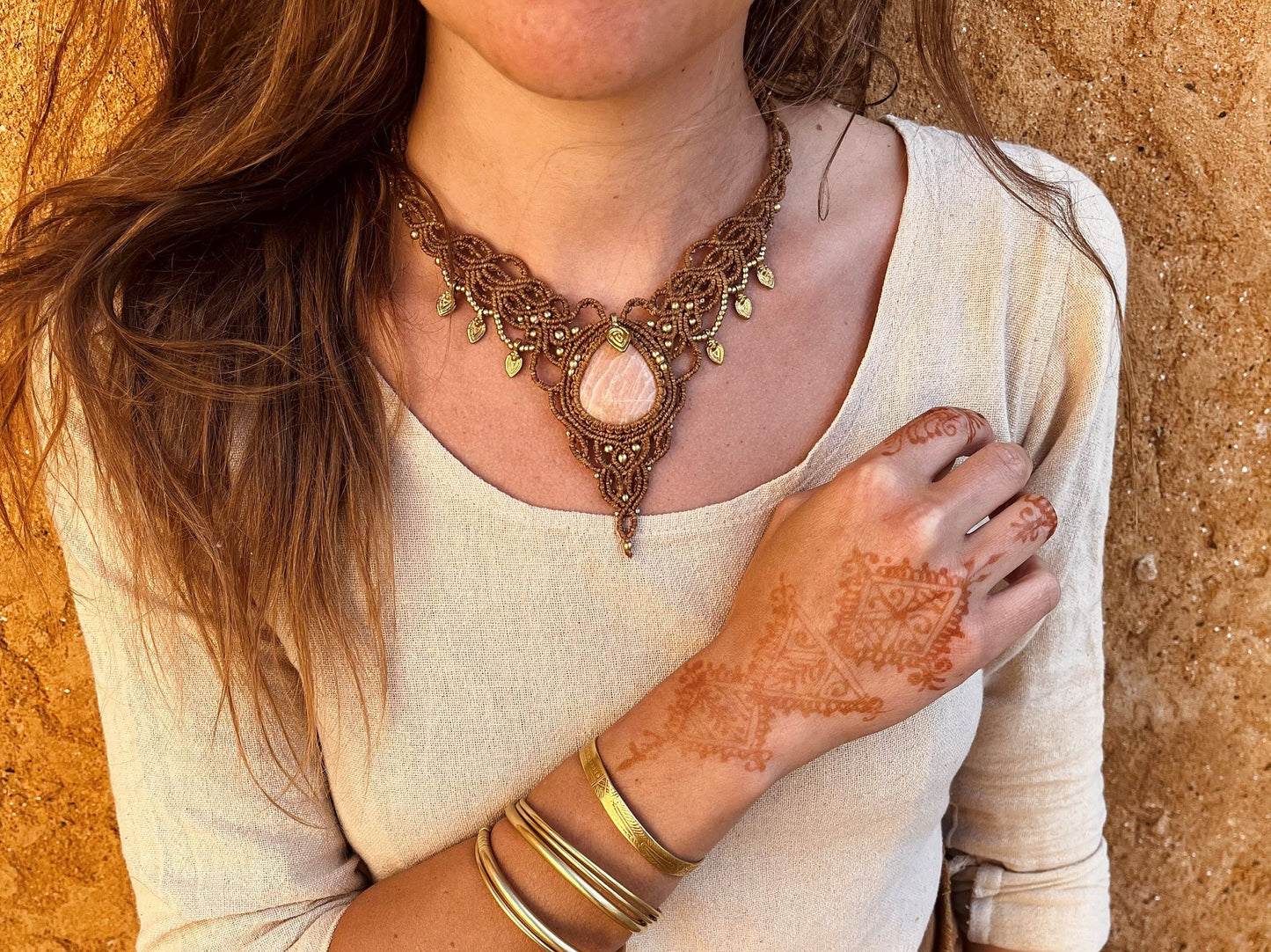 Boho goddess necklace | tribal macrame necklace | Feminine necklace | crystal necklace