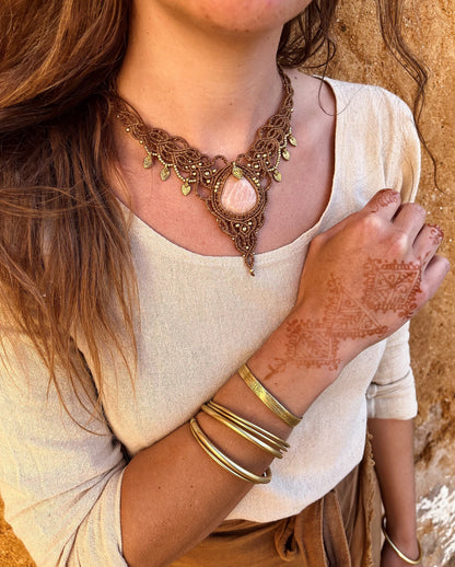 Boho goddess necklace | tribal macrame necklace | Feminine necklace | crystal necklace