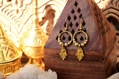 Hamsa earrings | bohemian earrings | gypsy earrings | boho earrings | brass earrings