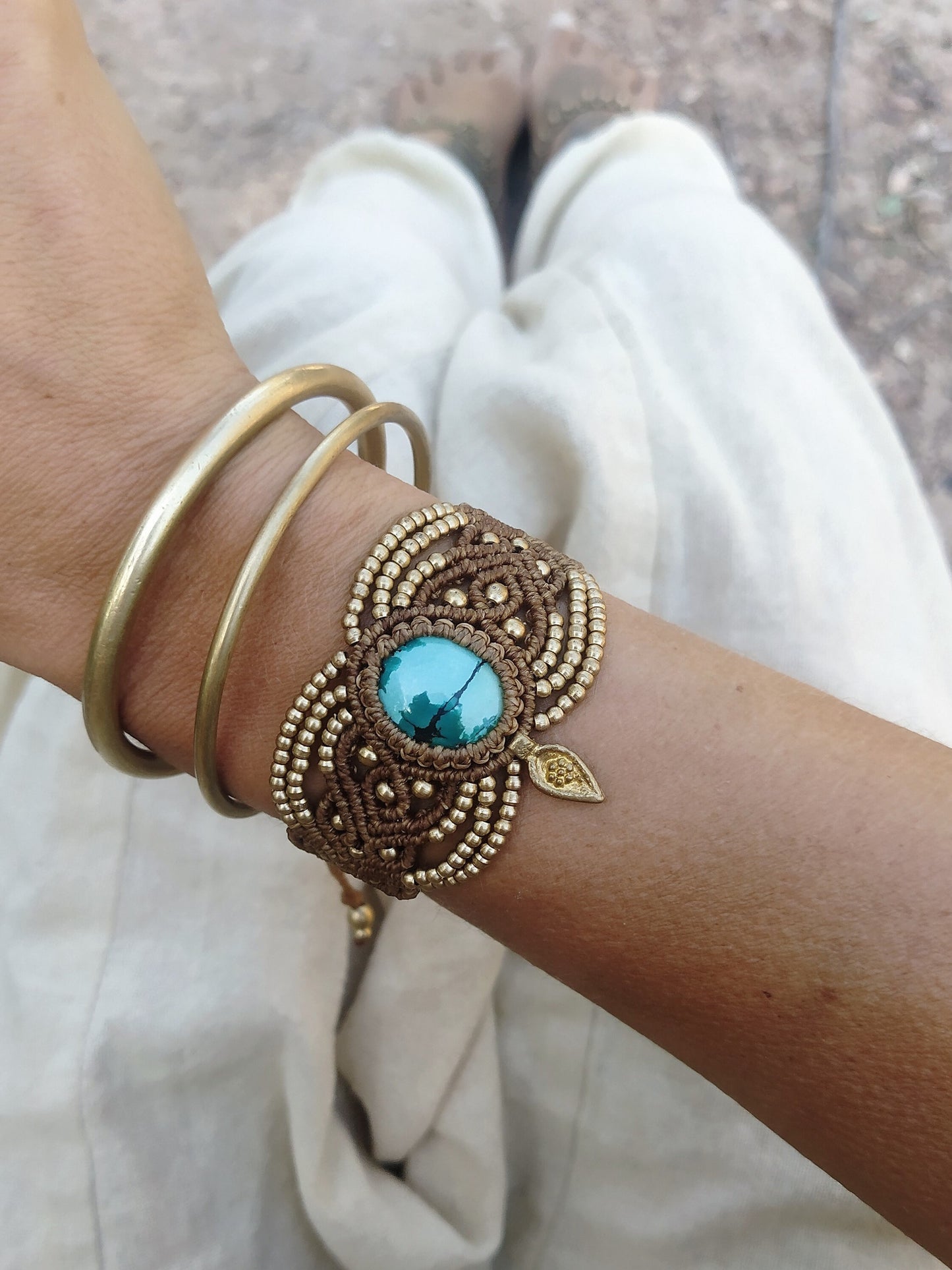 Turquoise macrame bracelet | boho bracelet | tribal bracelet | gypsy bracelet