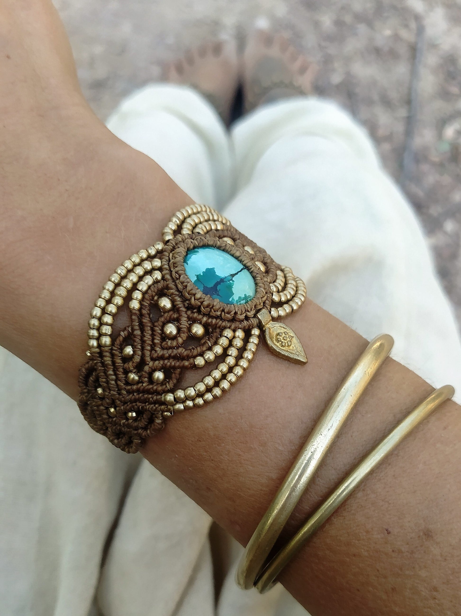 Turquoise macrame bracelet | boho bracelet | tribal bracelet | gypsy bracelet