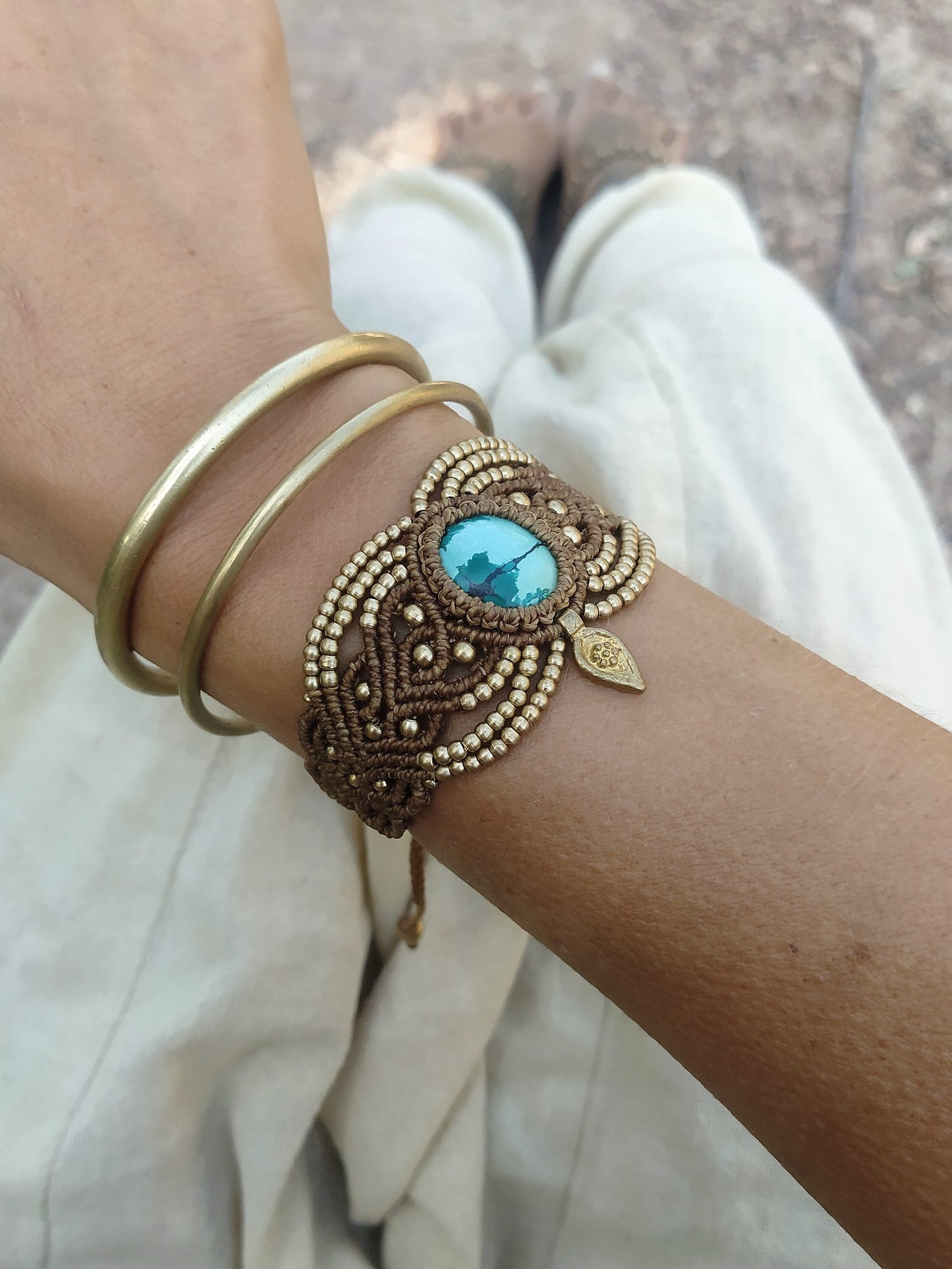 Turquoise macrame bracelet | boho bracelet | tribal bracelet | gypsy bracelet