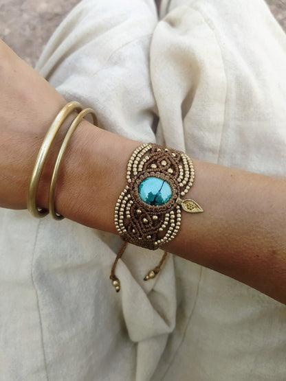 Turquoise macrame bracelet | boho bracelet | tribal bracelet | gypsy bracelet