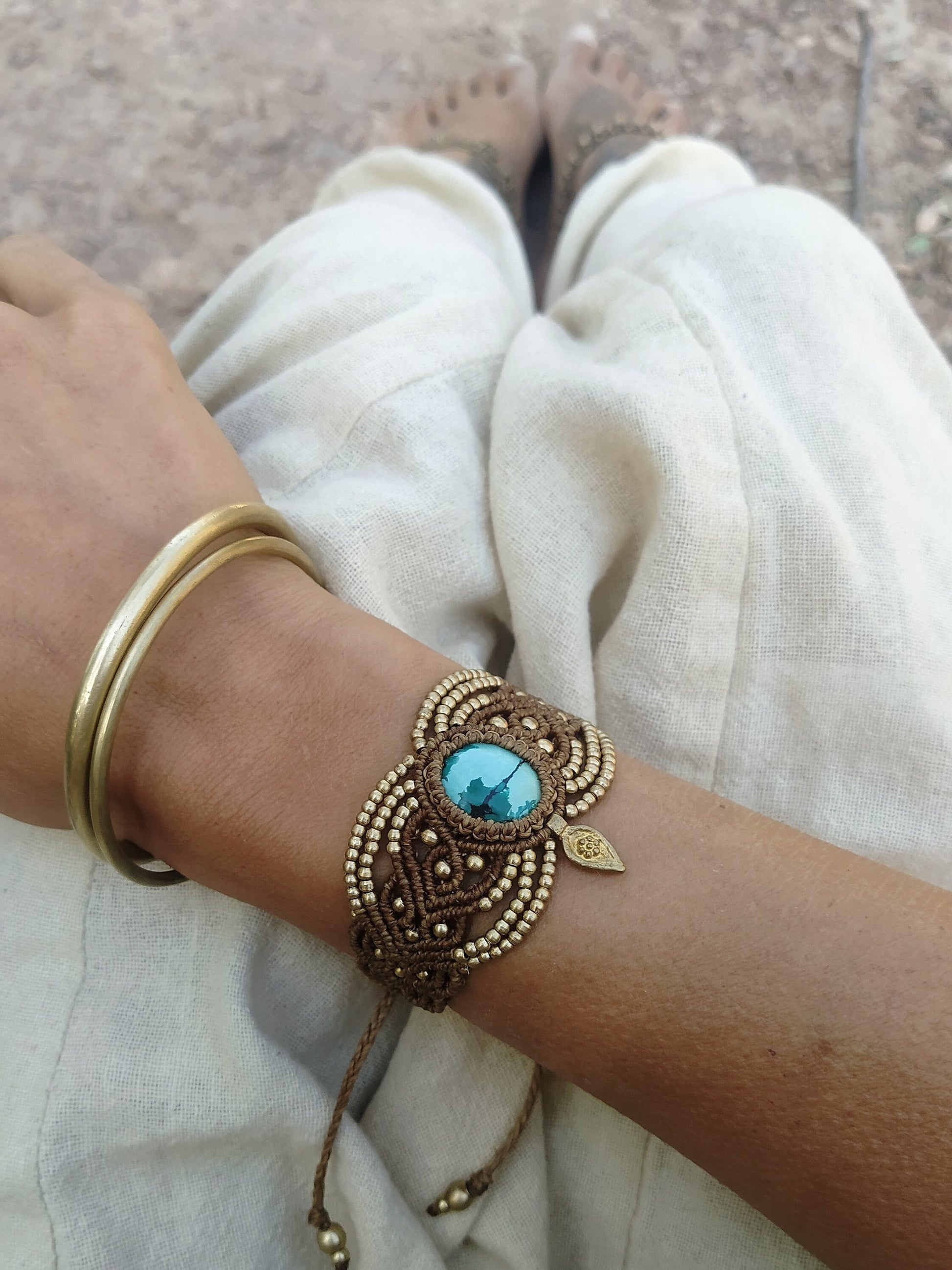 Turquoise macrame bracelet | boho bracelet | tribal bracelet | gypsy bracelet