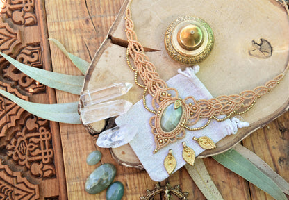 Boho goddess necklace | Tribal necklace | bohemian Aquamarine necklace | Spiritual stone necklace