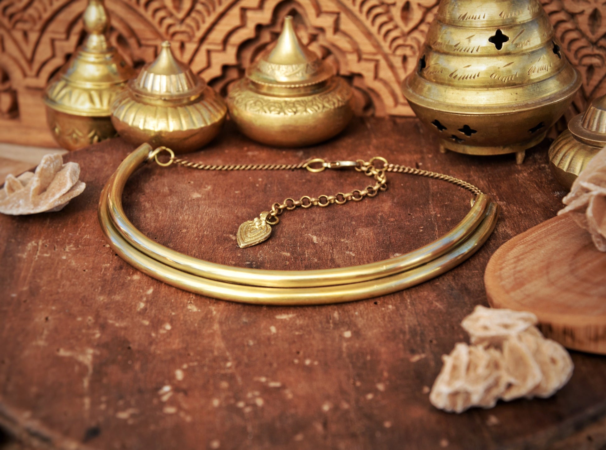 Tribal golden brass necklace | Urban choker necklace | Boho choker necklace | Metal necklace