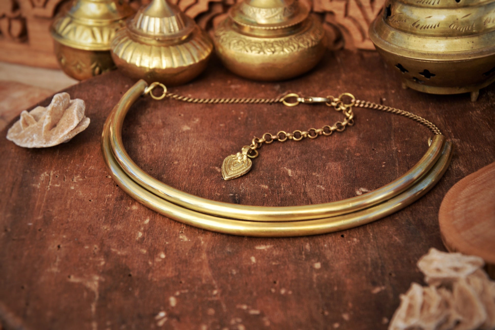 Tribal golden brass necklace | Urban choker necklace | Boho choker necklace | Metal necklace