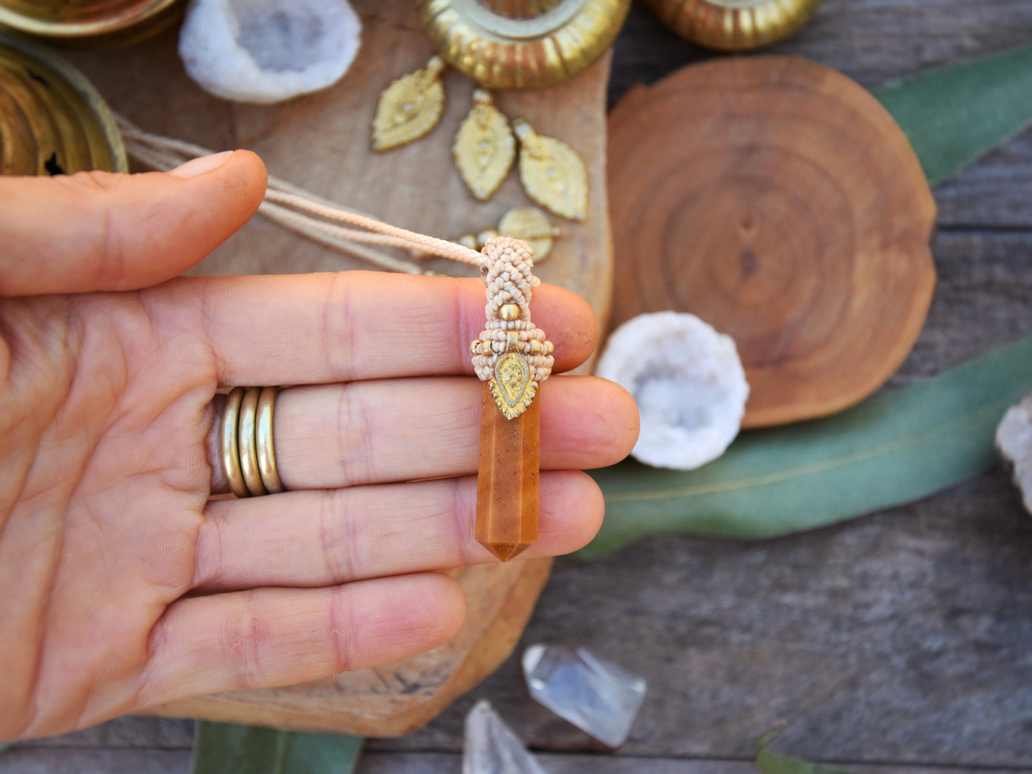 Small tower crystal pendant | Boho pendant | Yoga pendant | Spiritual pendulum | natural pendant