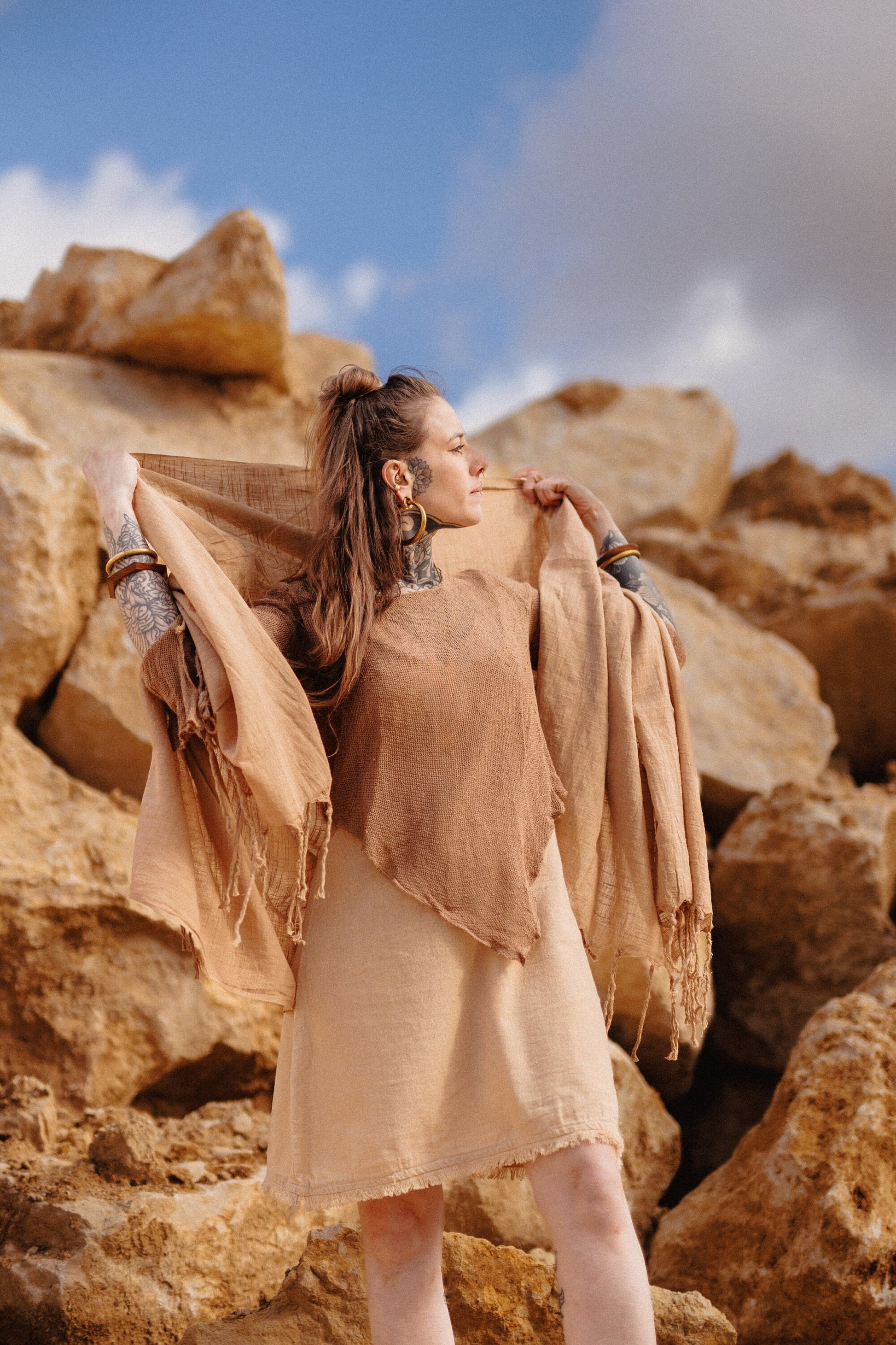 soft cotton top with a free spirit boho look in colour brown