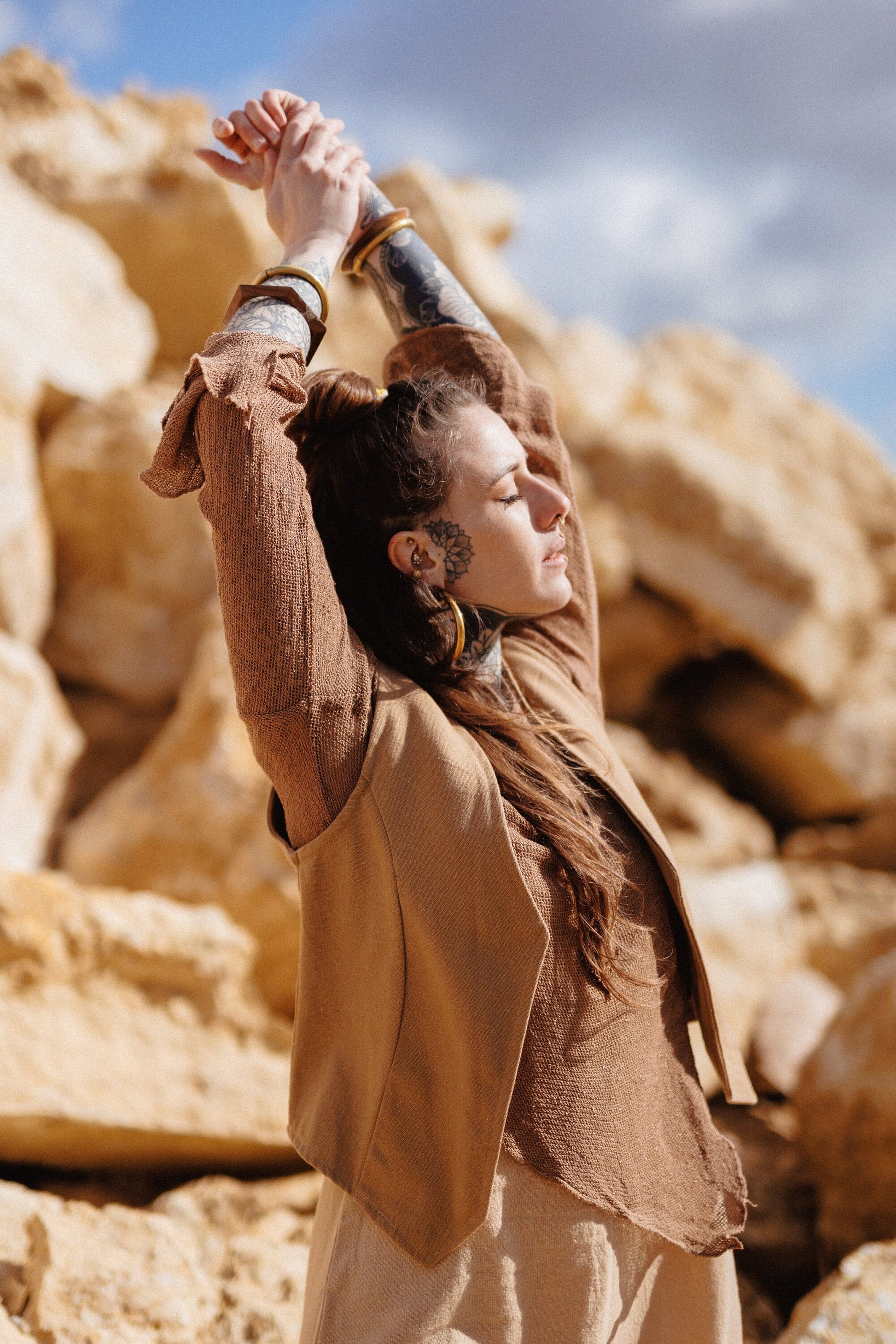 bohemian blouse made from a raw woven cotton