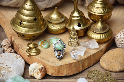 Ornamental boho ring | Silver Turquoise ring | Tiger Eye ring | Ethnic ring | handmade bohemian ring | Multi-stone ring