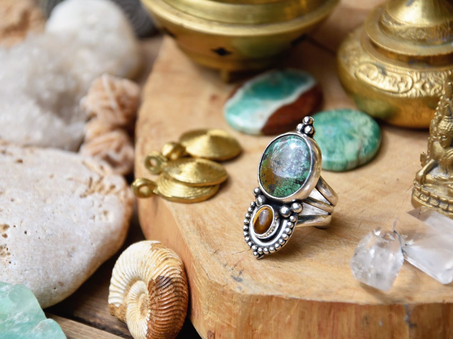 Ethnic ring | Tribal Turquoise ring | Sterling silver ring | Boho ring | handmade bohemian ring | Multi-stone ring