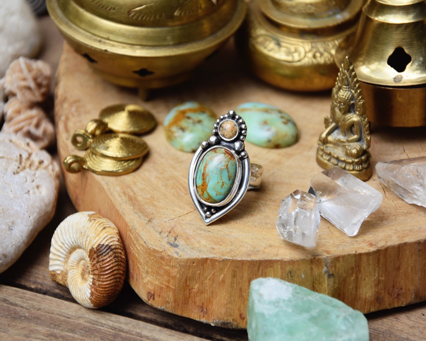 Boho ring | Turquoise ring | 925 silver ring | Jasper ring | handmade bohemian ring | Multi-stone ring