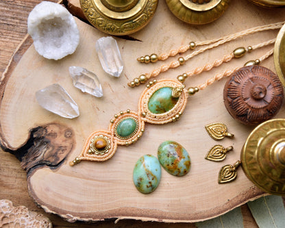 Multiple stone necklace | gemstone necklace | boho necklace | tribal necklace | chrysoprase necklace