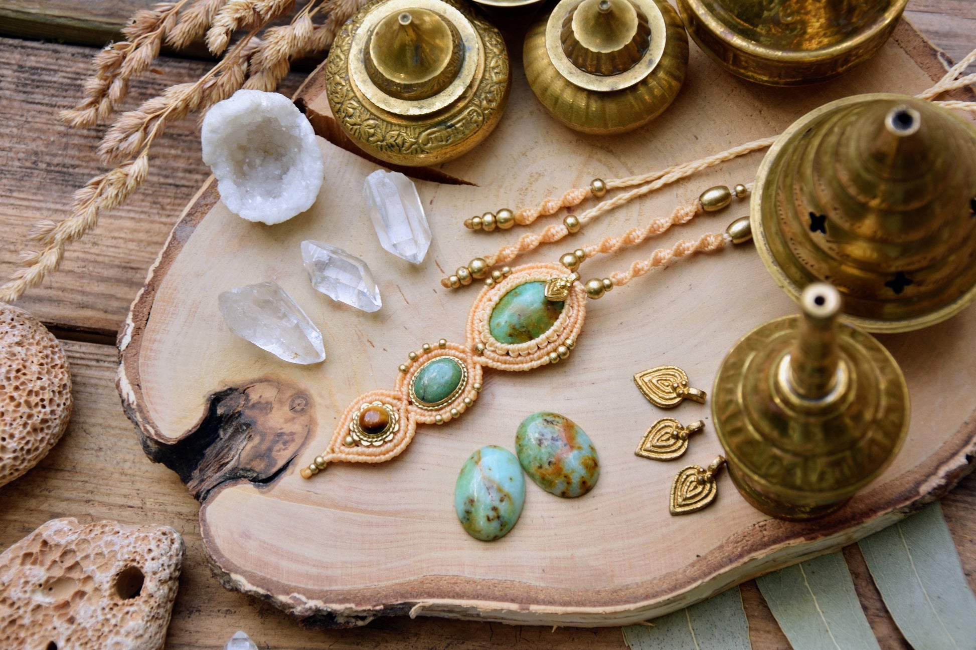 Multiple stone necklace | gemstone necklace | boho necklace | tribal necklace | chrysoprase necklace