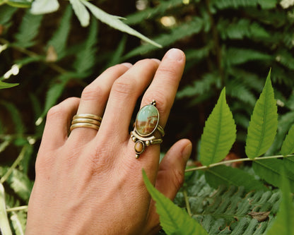 Tribal Turquoise ring | Ethnic brass ring | Boho ring | Goddess ring | Handmade ring | Gemstone ring