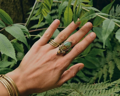 Tribal Turquoise ring | Ethnic brass ring | Boho ring | Goddess ring | Handmade ring | Gemstone ring