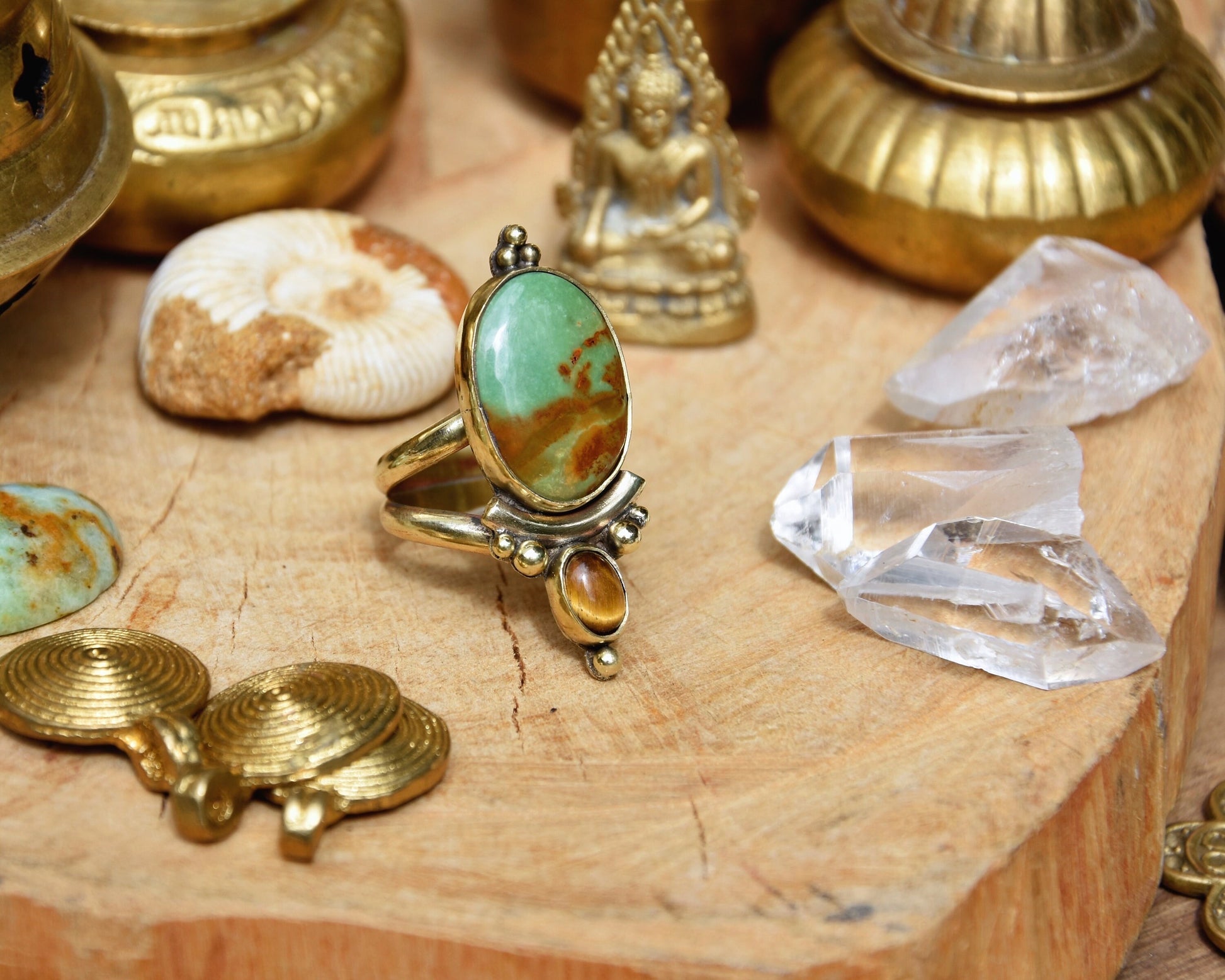 Tribal Turquoise ring | Ethnic brass ring | Boho ring | Goddess ring | Handmade ring | Gemstone ring