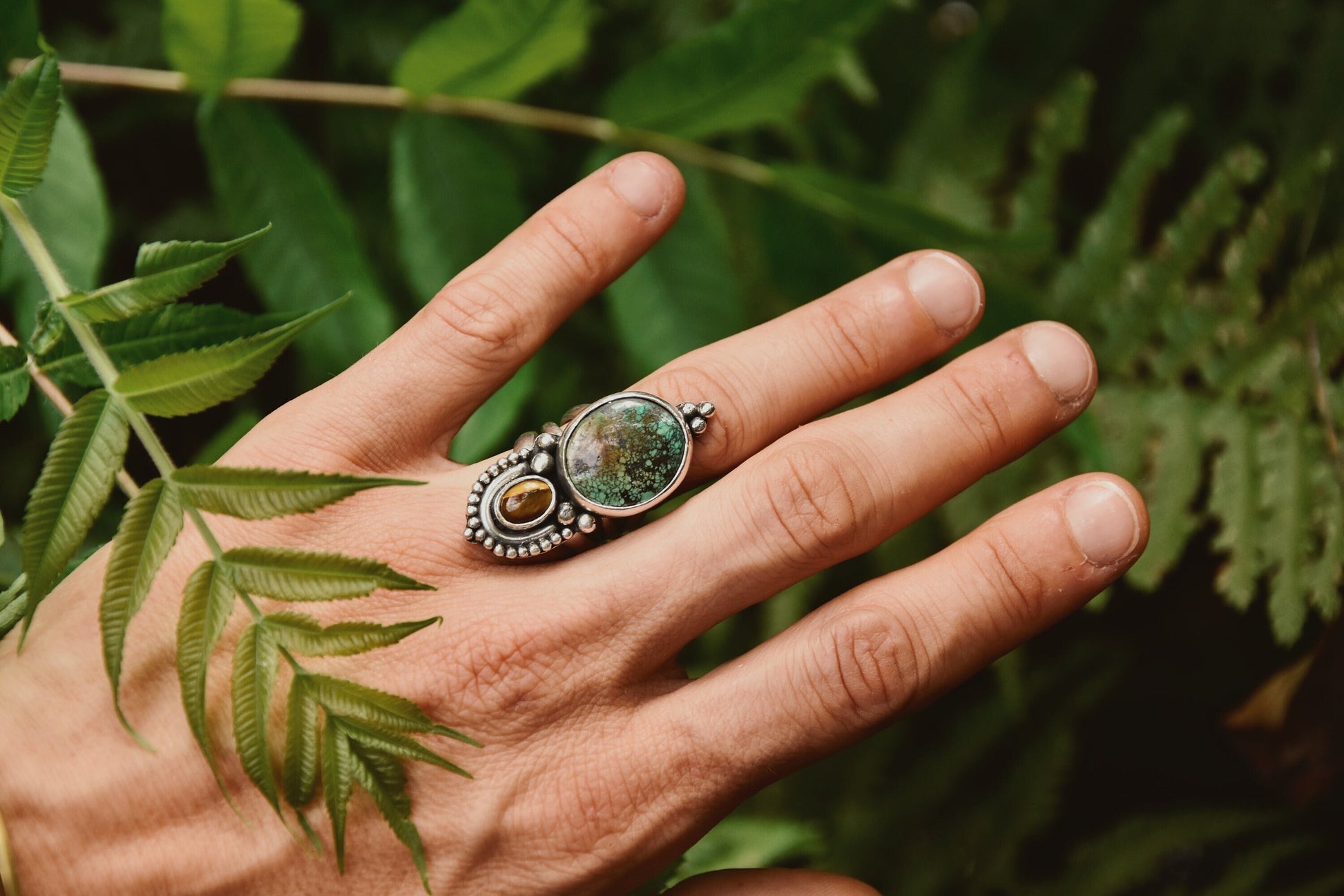 Ethnic ring | Tribal Turquoise ring | Sterling silver ring | Boho ring | handmade bohemian ring | Multi-stone ring