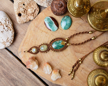 Multiple stone necklace | gemstone necklace | boho necklace | tribal necklace | chrysoprase necklace