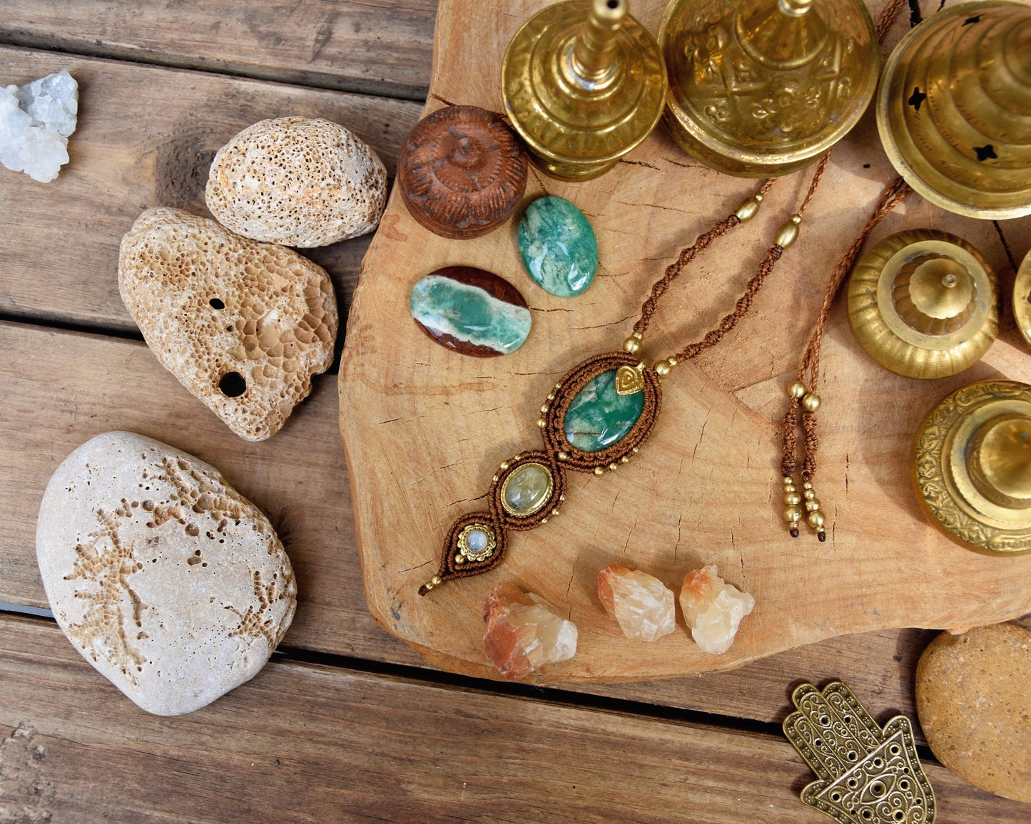 Multiple stone necklace | gemstone necklace | boho necklace | tribal necklace | chrysoprase necklace