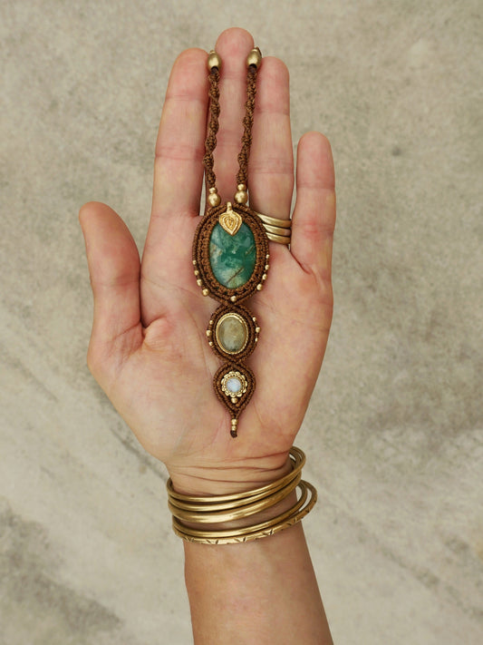 Multiple stone necklace | gemstone necklace | boho necklace | tribal necklace | chrysoprase necklace