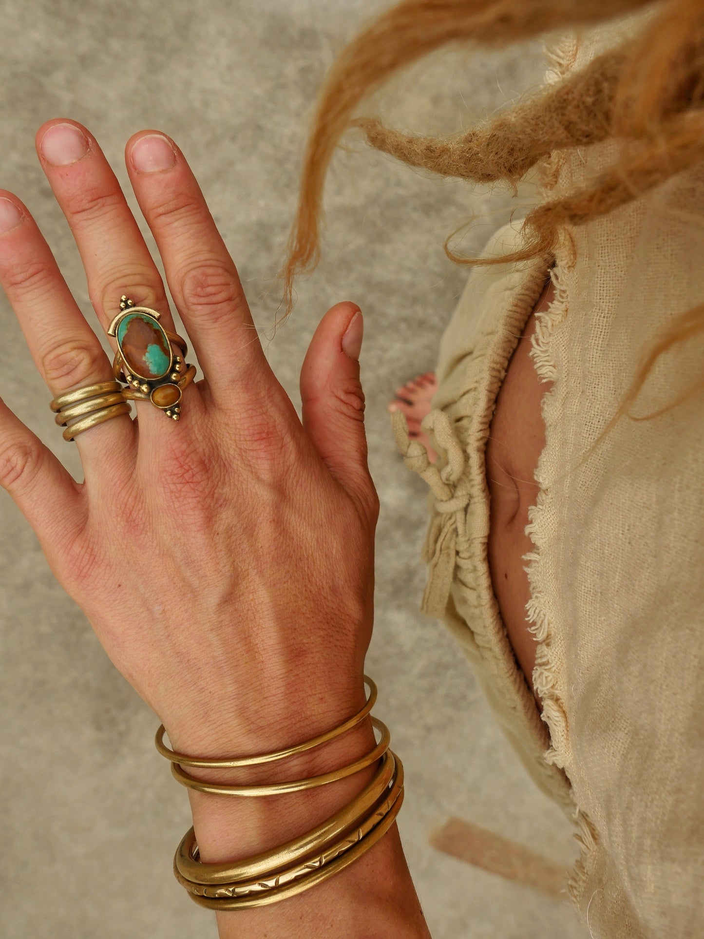 Bohemian brass gemstone ring | Ethnic ring | Boho ring | Turquoise ring | Yoga ring | Gemstone ring | Forest ring | Natural ring