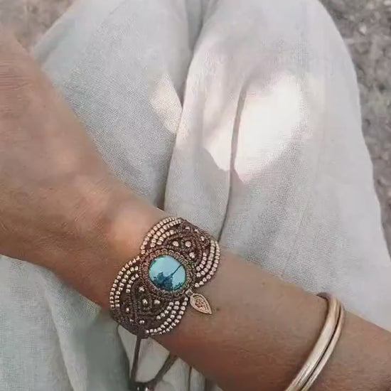 Turquoise macrame bracelet | boho bracelet | tribal bracelet | gypsy bracelet