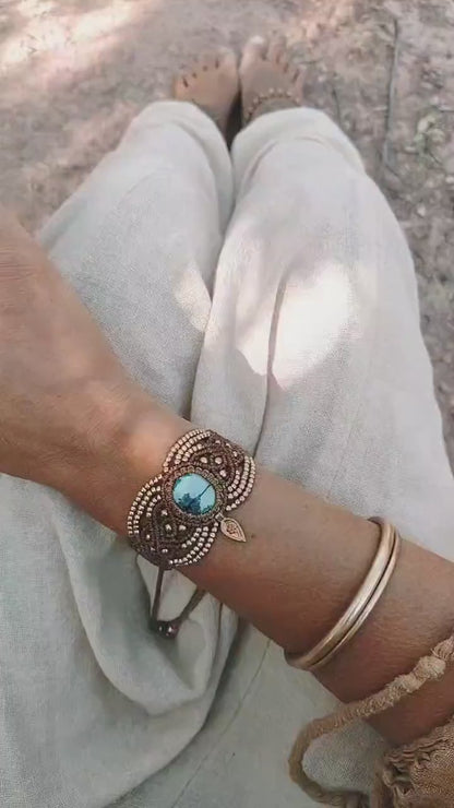 Turquoise macrame bracelet | boho bracelet | tribal bracelet | gypsy bracelet