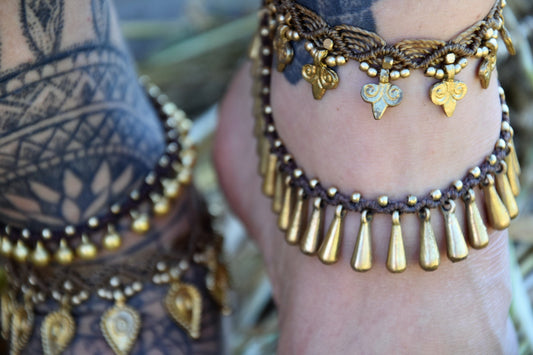 Brass drop anklet | bohemian anklet | gypsy anklet with brass drops | boho anklet.