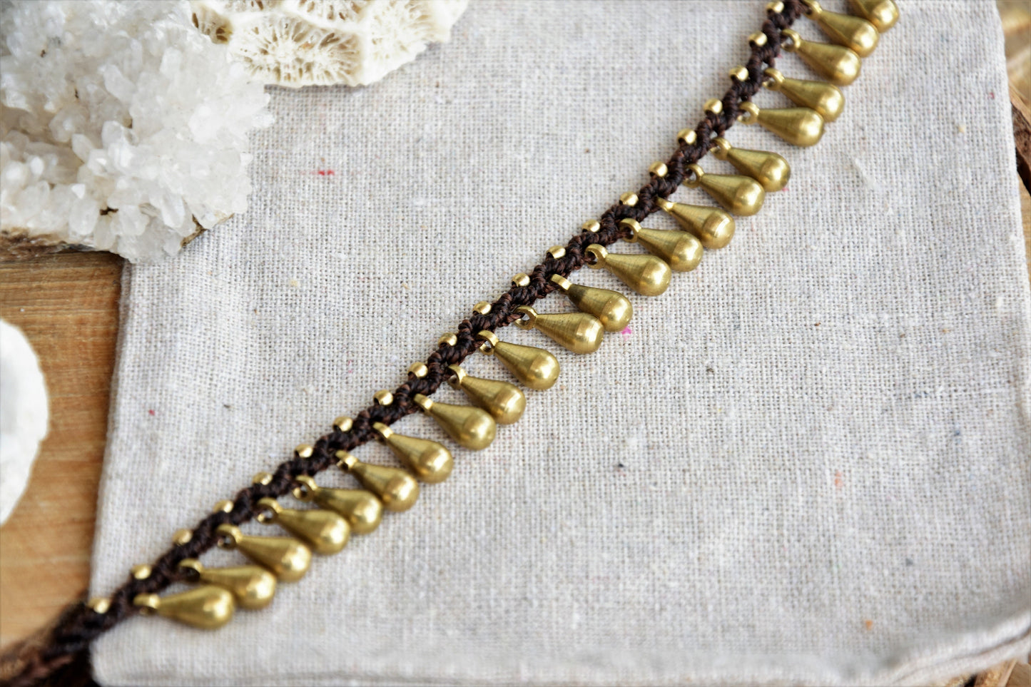 Brass drop anklet | bohemian anklet | gypsy anklet with brass drops | boho anklet.